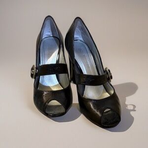 Enzo Angiolini Black Patent Peep Toe Heels